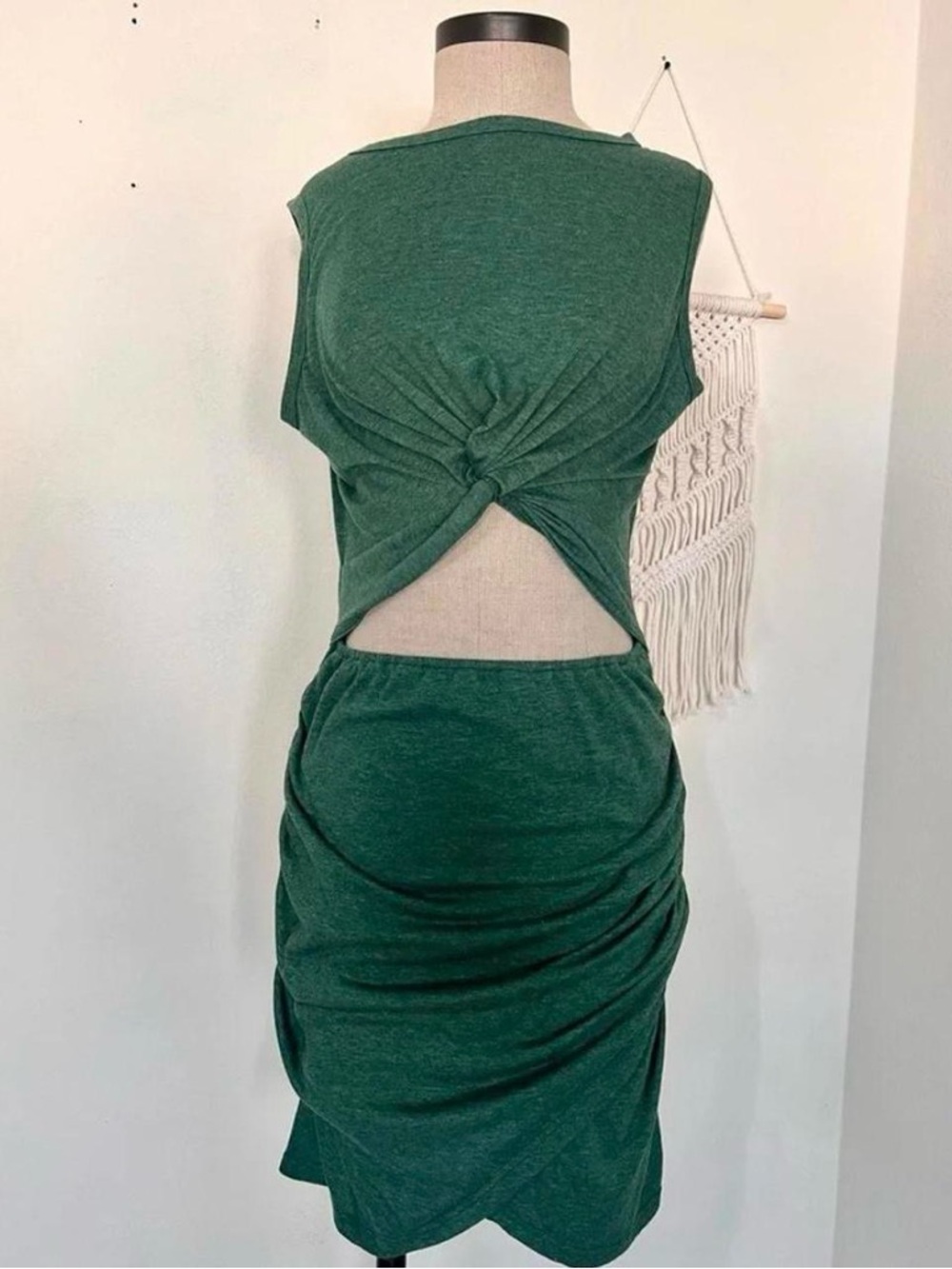 Women’s Amazon Green Twist-Front Cutout Mini Dress
